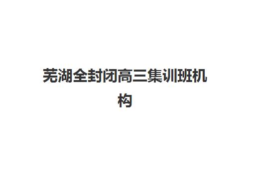芜湖全封闭高三集训班机构教研能力TOP5如何选？2025年课程体系与师资深度解析